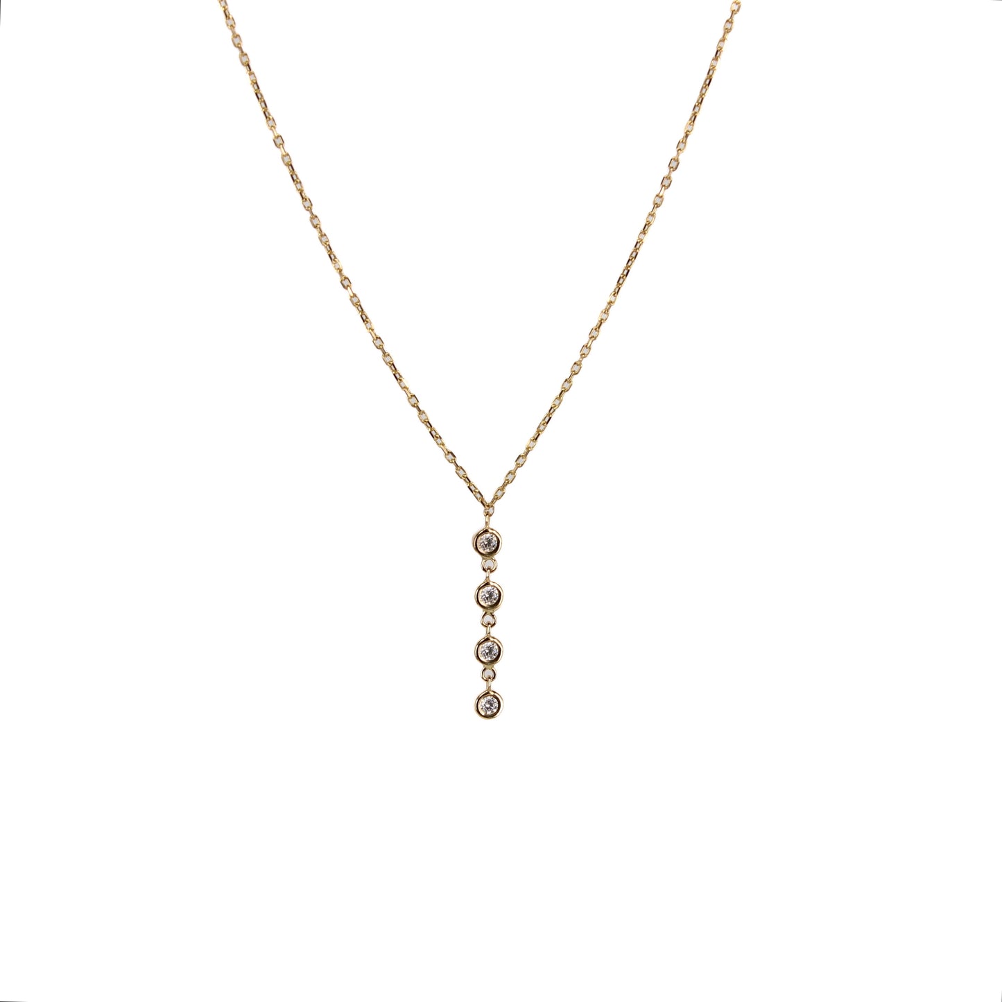Four bezel drop necklace