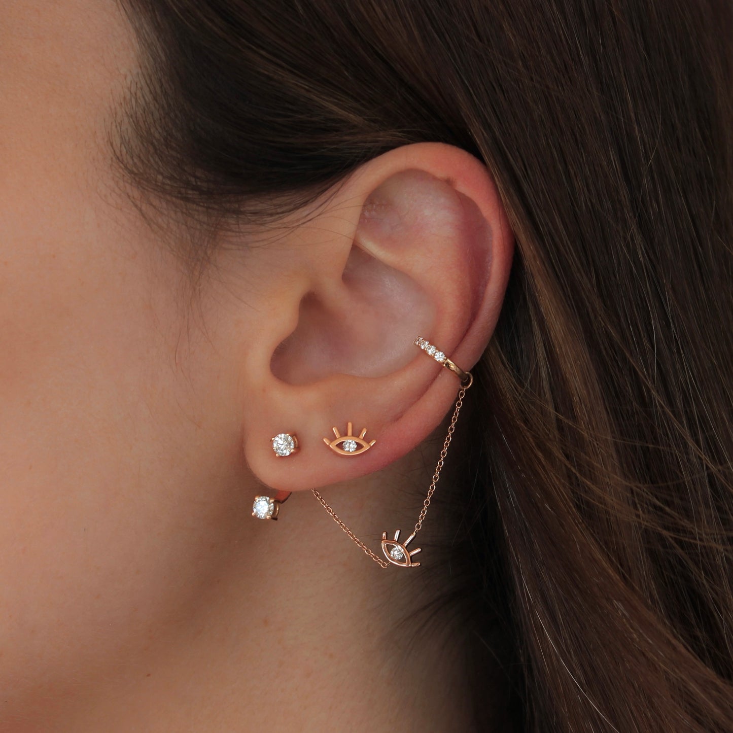 Evil eye diamond earring