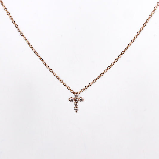 Mini diamond cross necklace