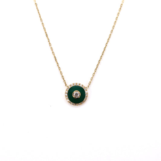 Luna enamel diamond necklace